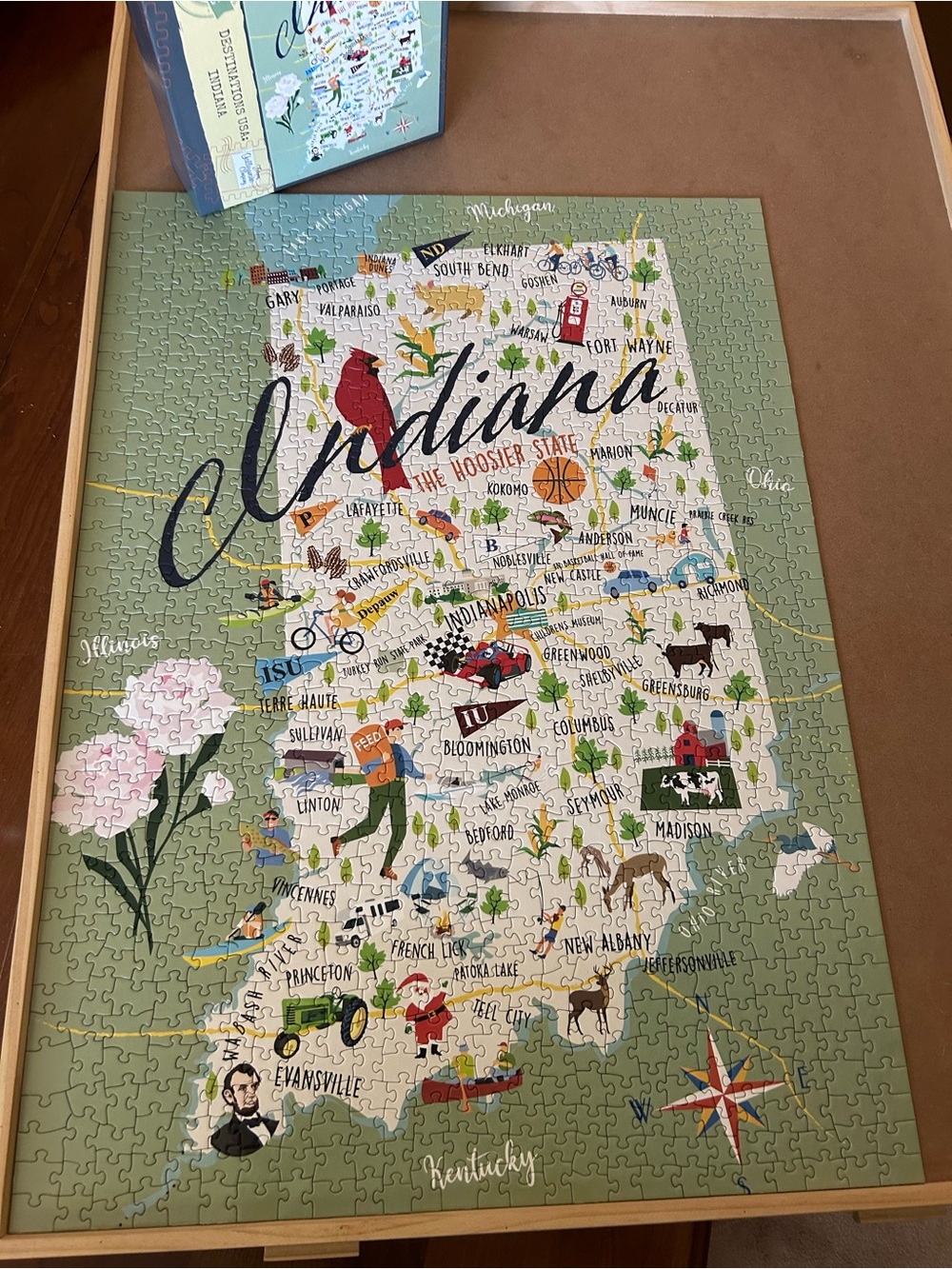 Indiana State Map Jigsaw Puzzle - Green - Picture 1 of 5